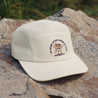 I'm Nicer After Coffee & A Run Beige - Running Cap
