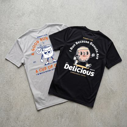 I Run Because Donuts Are Delicious Black - T-Shirt
