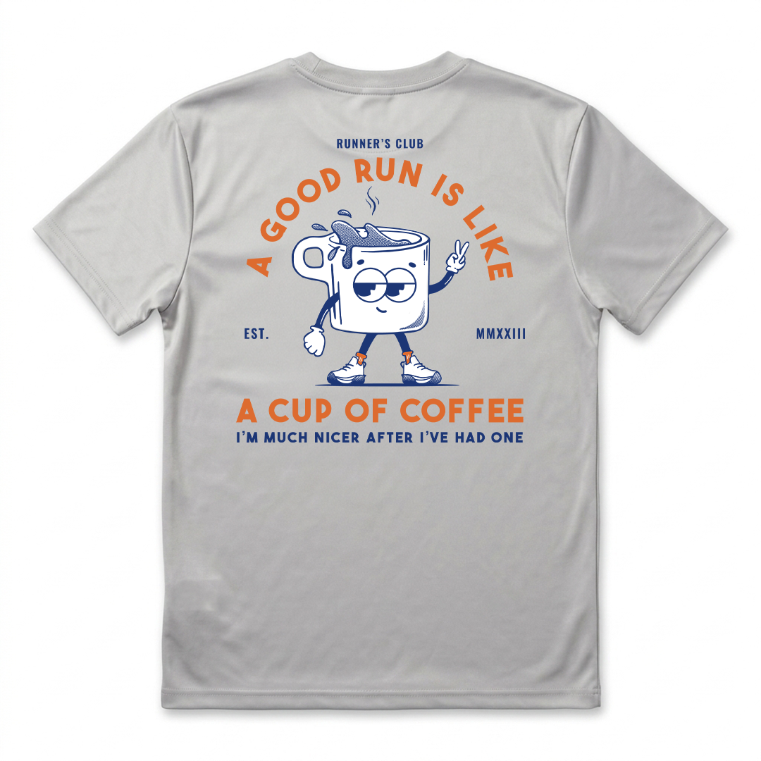 A Good Run Is Like A Cup Of Coffee Grey - T-Shirt