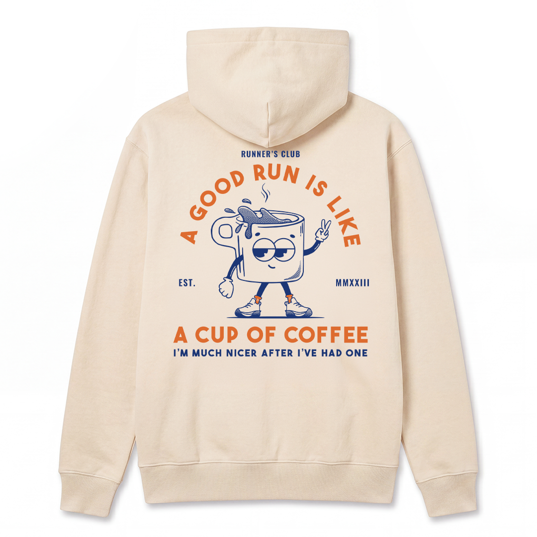 A Good Run Is Like A Cup Of Coffee Beige - Hoodie