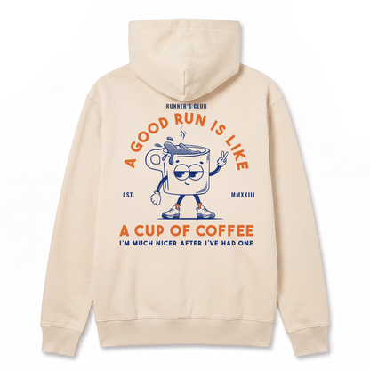 A Good Run Is Like A Cup Of Coffee Beige - Hoodie