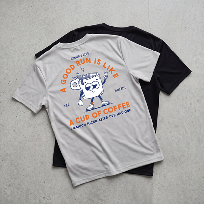 A Good Run Is Like A Cup Of Coffee Grey - T-Shirt