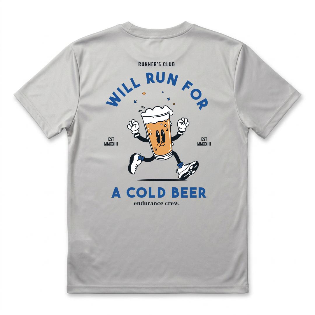 Will Run For A Cold Beer Grey - T-Shirt