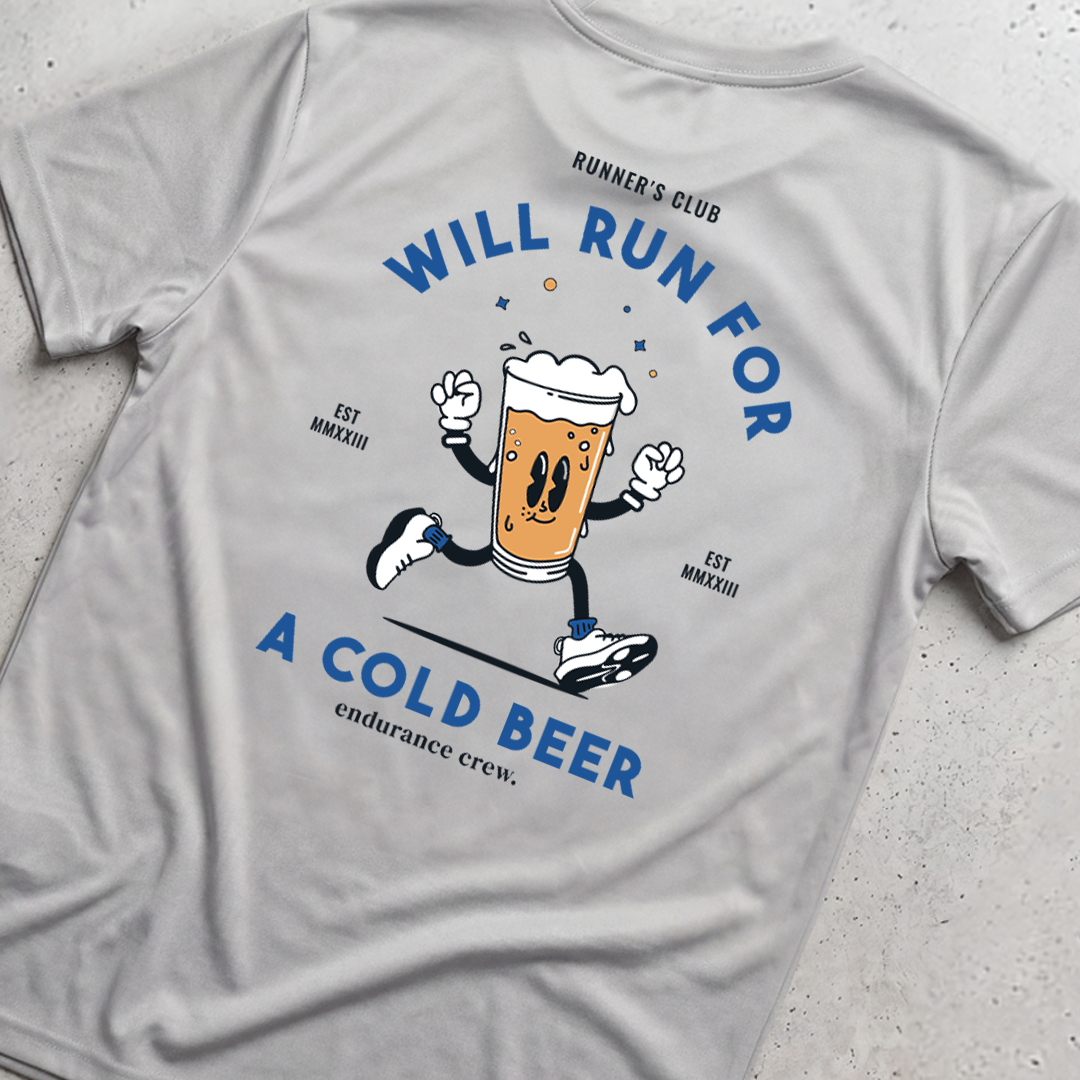 Will Run For A Cold Beer Grey - T-Shirt