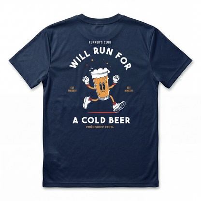 Will Run For A Cold Beer Blue - T-Shirt
