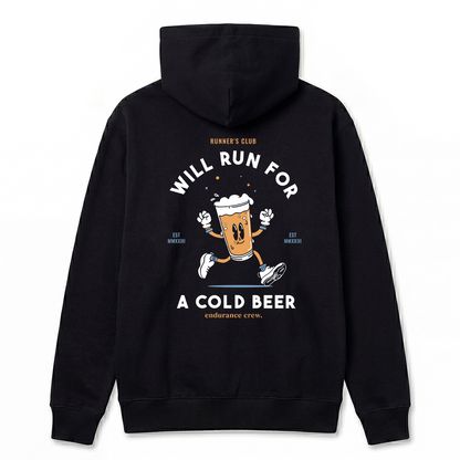 Will Run For A Cold Beer Black - Hoodie