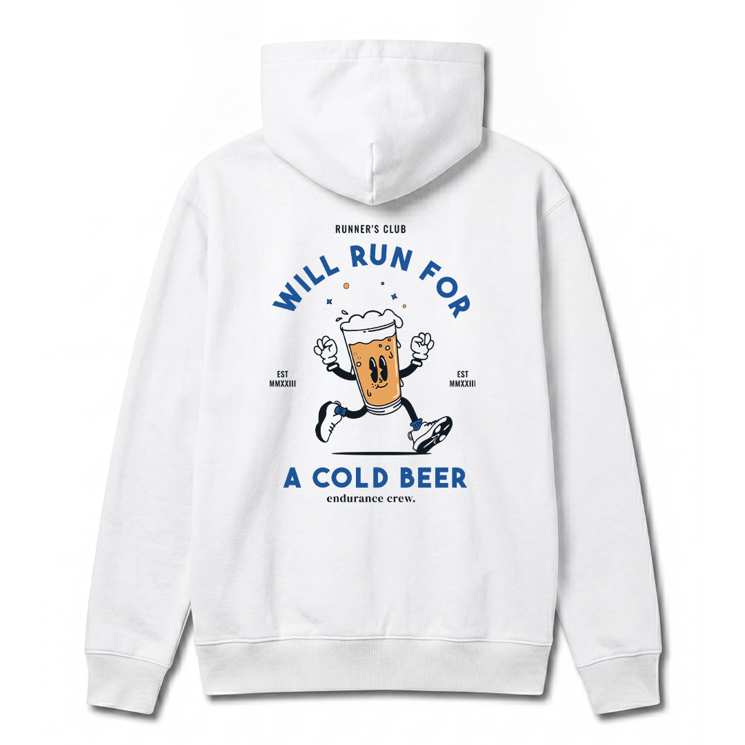 Will Run For A Cold Beer White - Hoodie