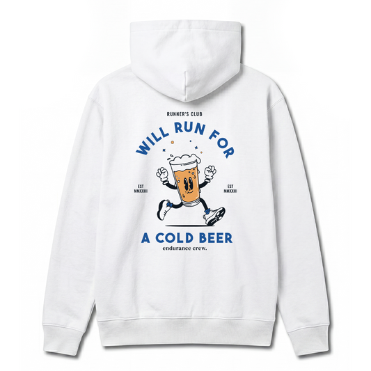 Will Run For A Cold Beer White - Hoodie
