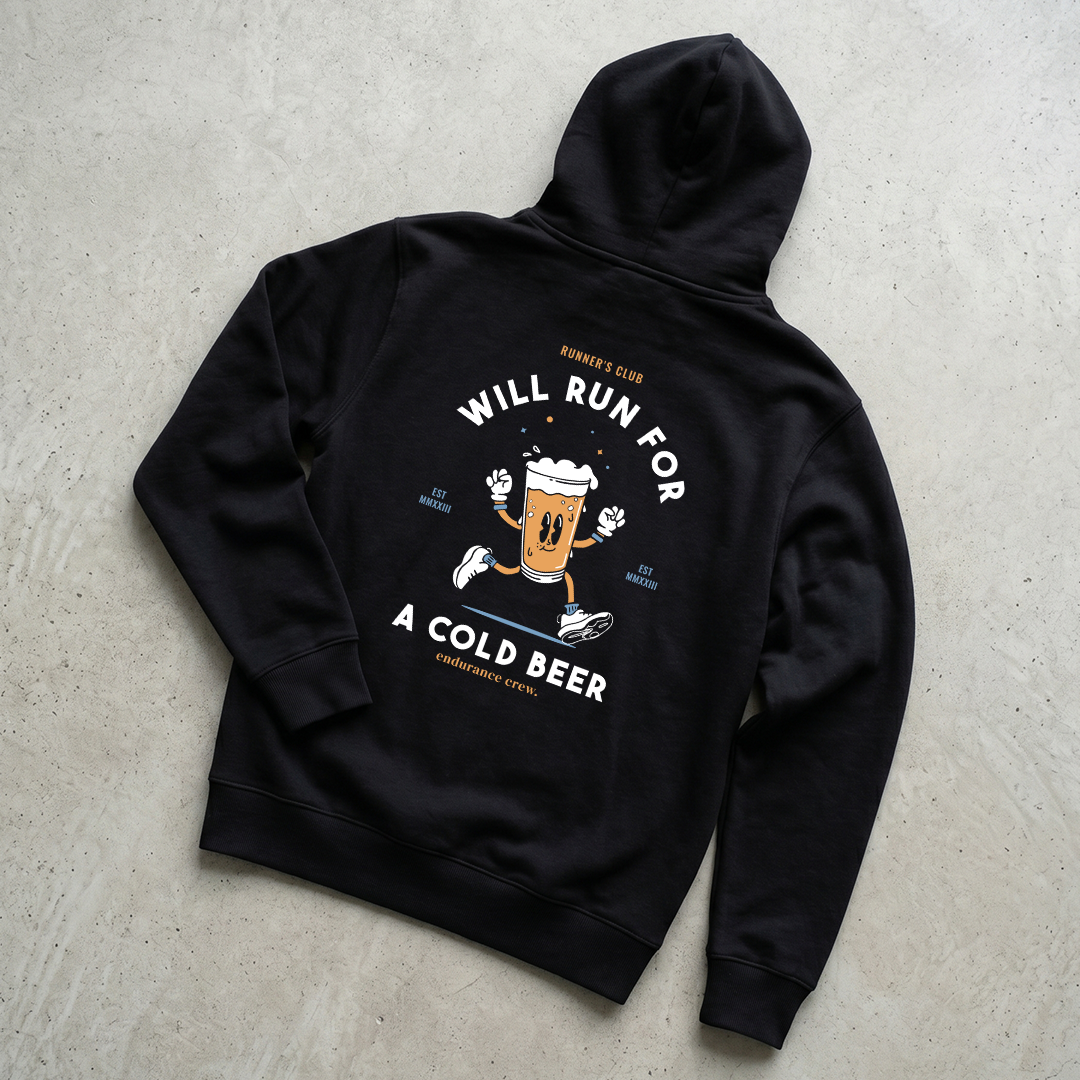 Will Run For A Cold Beer Black - Hoodie